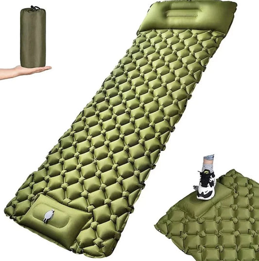 戶外充氣床墊連枕頭|腳踏式充氣|無限連接緊