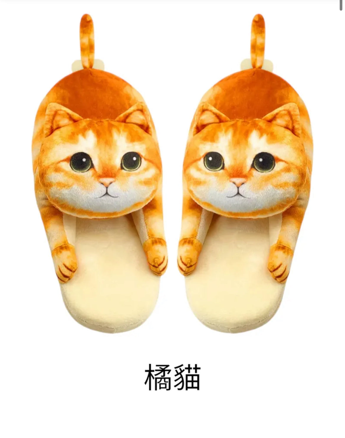 🐱趣味絨毛貓拖鞋 臥室 蓬鬆居家鞋 可愛動物拖鞋 室內和室外 可愛拖鞋 可愛拖鞋 柔軟防滑 貓咪愛好者禮物