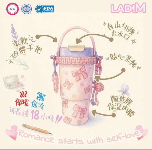 🇰🇷韓國LadiM 陶瓷膜保暖/保冷杯 22oz/ 650ml 🏅獲得ISO9001 認可!! 🏅SGS 無毒認證 🏅FDA XIN (矽膠/ 所有塑膠檢測)