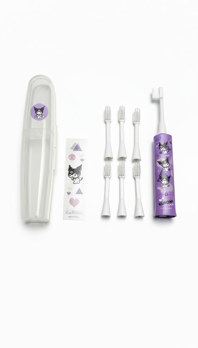 限時優惠🇯🇵日本直送Kuromi 兒童電動牙刷 + 6 支替換刷