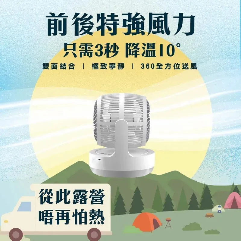 Hayaku Windy 雙頭渦輪風扇｜超靜音｜大風力｜360度送風