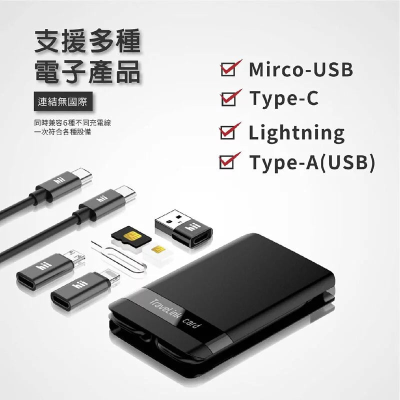 旅遊隨行卡l體積小l內置手電筒l無線充電l適合在外工作旅遊l旅行|