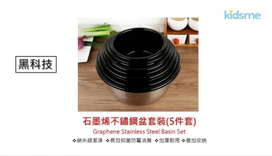 勞博士 kidsme 石墨烯不鏽鋼盆套裝  (五件套裝) 【8/9 截單，預計 :8月尾至9月中發貨】