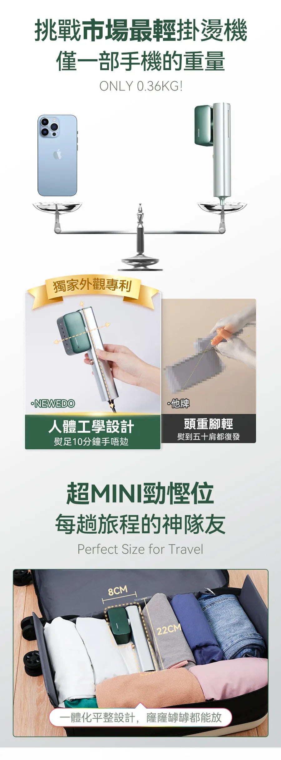 美國 NEWEDO 輕感即熱即平微霧煥新掛燙機｜一拖即平｜除臭殺菌