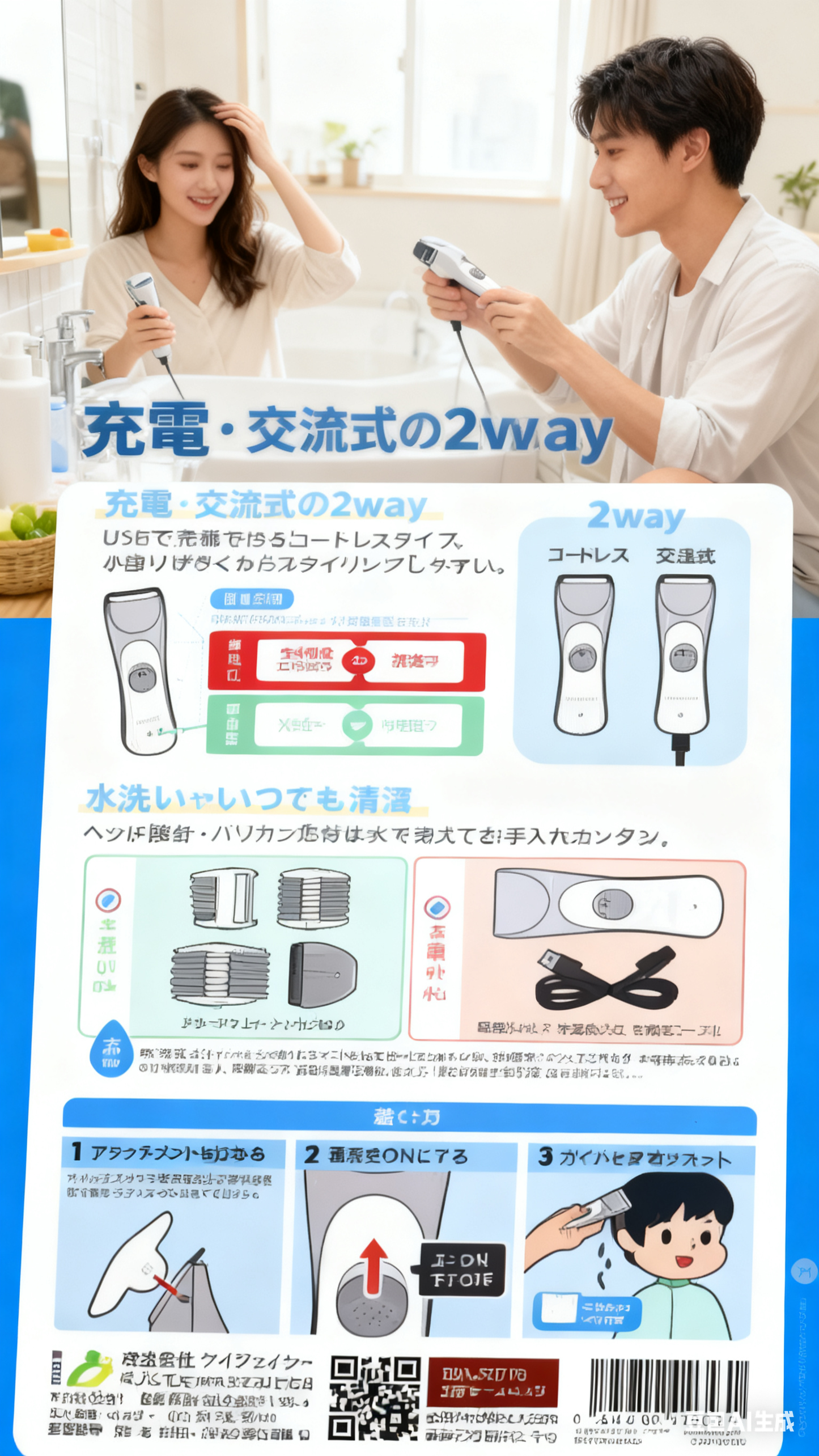 🇯🇵日本直送 EDIMOTTO静音理髪器,充電 +防水+USB