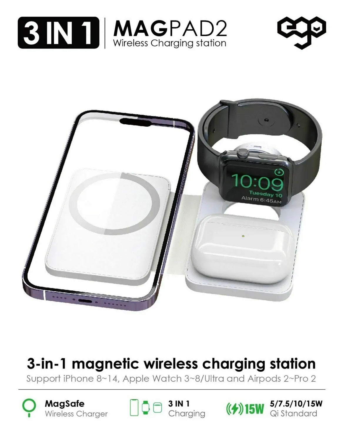 EGO 3in1 MAGPAD Magsafe 充電器｜史上最細最薄  【10/25 截單，預計 :11月中至11月尾發貨】